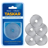 45mm Rotary Cutter Blades x 5 Pack for Olfa Etc by Taskar