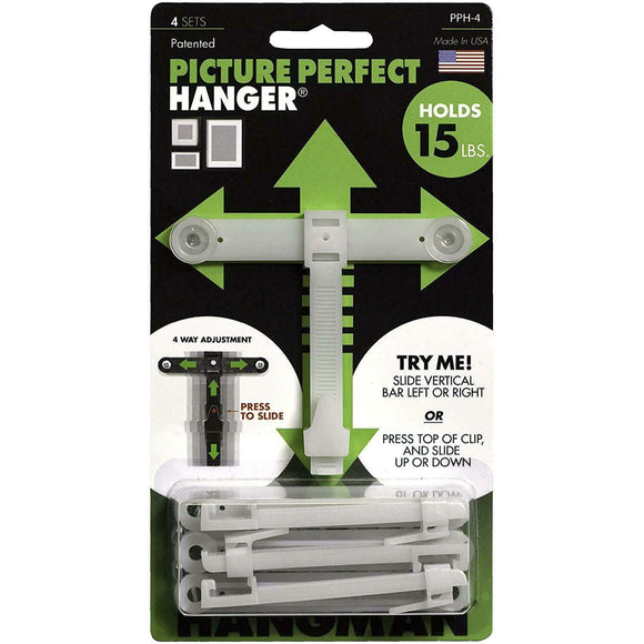 Adjustable Picture Perfect Hanger x 4 Hangman Straight Frame Hanging